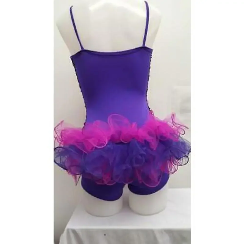 Pre-Owned Dance Costume Curtain Call E1062 Medium Child Pink Tutu Jazz Sequin